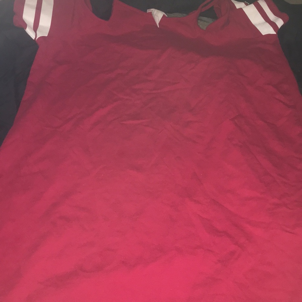 Red off the shoulder dress